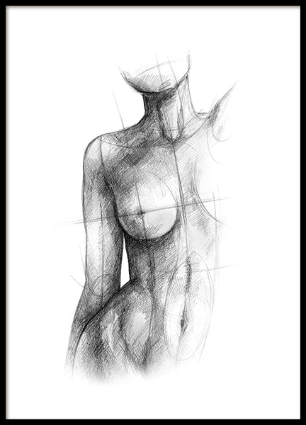 Incomplete Sketch Juliste ryhmässä Julisteet / Mustavalkoiset @ Desenio AB (12134)