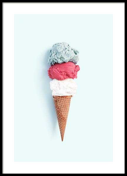 Tricolore Ice Cream Juliste ryhmässä Julisteet / Keittiötaulut @ Desenio AB (12837)