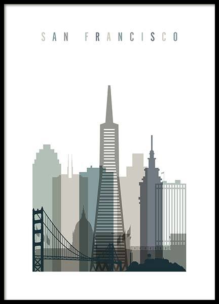 San Francisco Skyline Juliste ryhmässä Julisteet / Graafiset @ Desenio AB (2349)