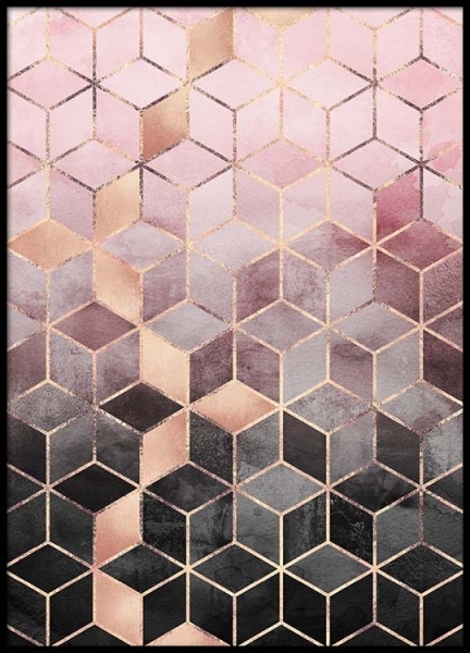 Pink Grey Gradient Cubes Juliste ryhmässä Julisteet / Taideaiheet @ Desenio AB (pre0016)