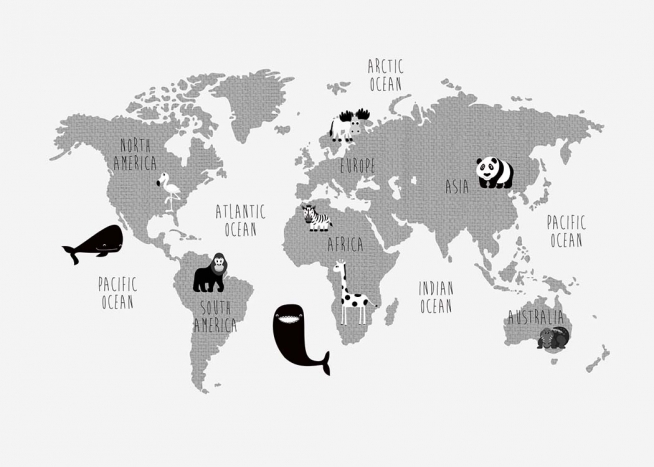 Kids World Map Juliste