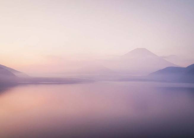 Fuji Mountain Over Foggy Lake Juliste
