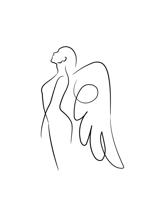 Line Art Angel Juliste