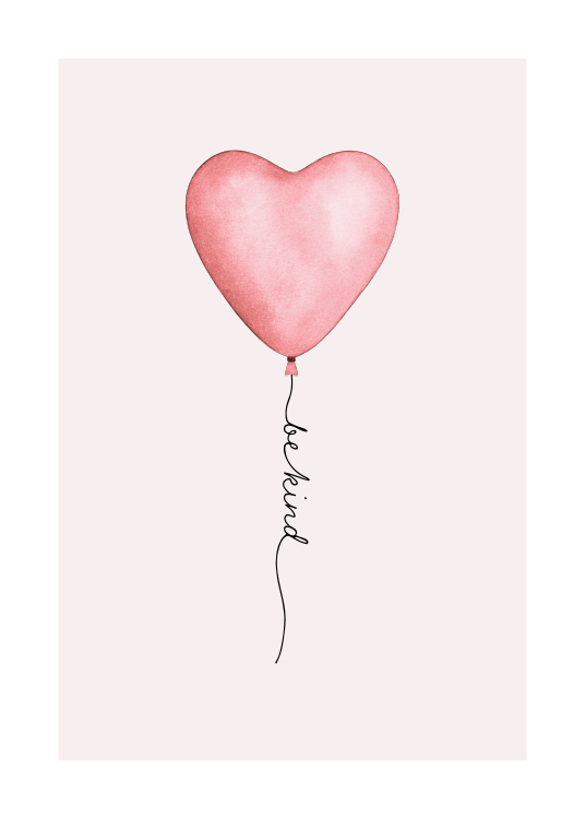  - Kuvitus, jossa harmaalla taustalla vaaleanpunainen sydämenmuotoinen ilmapallo 