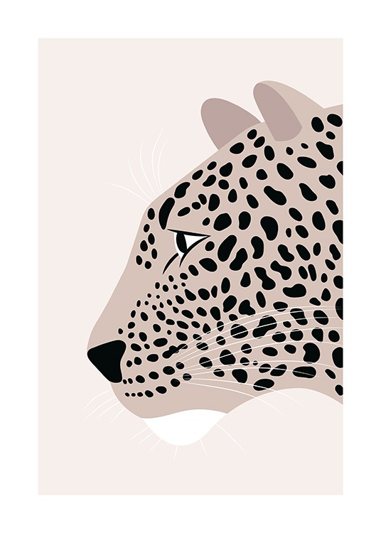 Leopard Profile Illustration Juliste / Hyönteiset & eläimet Osoitteessa Desenio ab (13788)