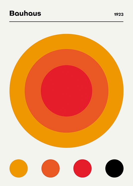  – Graafinen kuvitus punaisista ja oransseista ympyröistä alareunassa ja suuresta ympyrästä keskellä