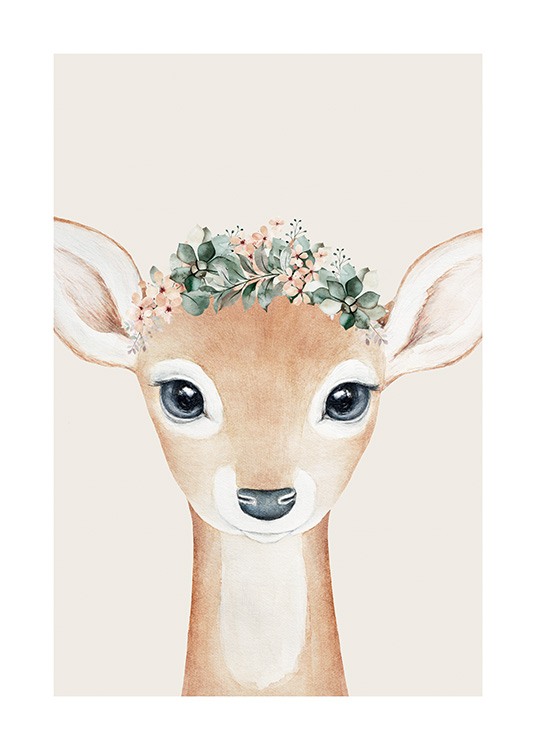 Flower Deer Juliste
