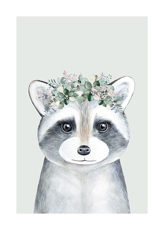 Flower Raccoon Juliste