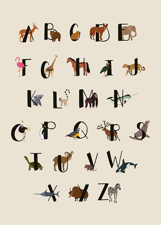 Animals Of The World Alphabet Juliste