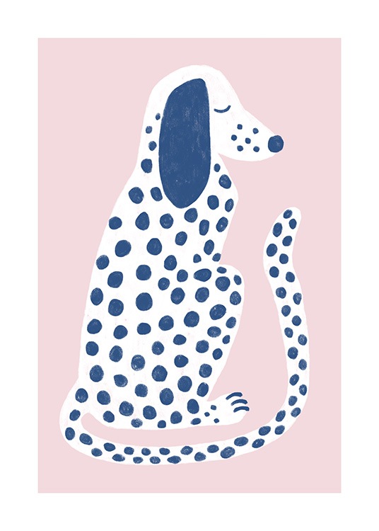 Pink and Blue Dalmatian Juliste