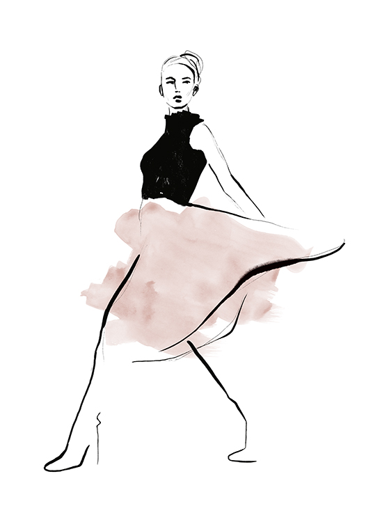 Pink Skirt Illustration Juliste