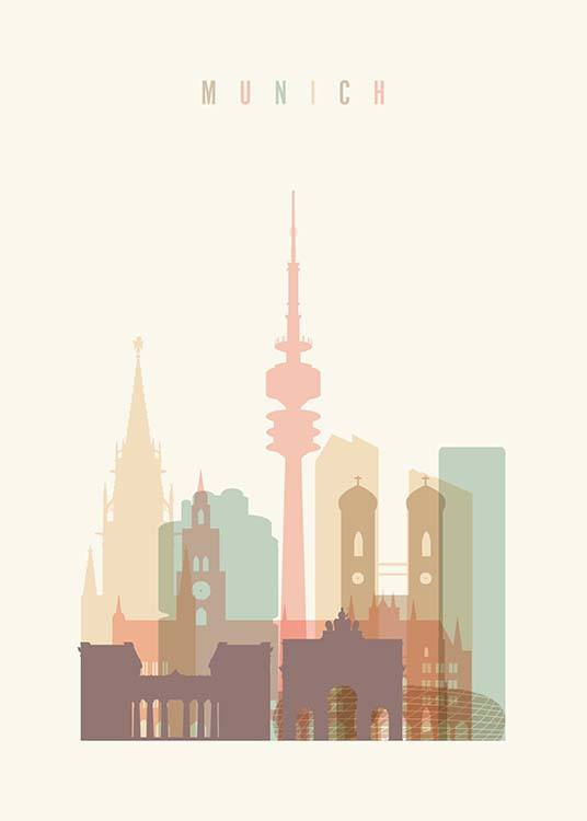Munich Skyline Juliste