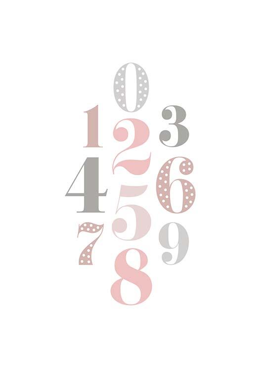 Numbers Pink Juliste