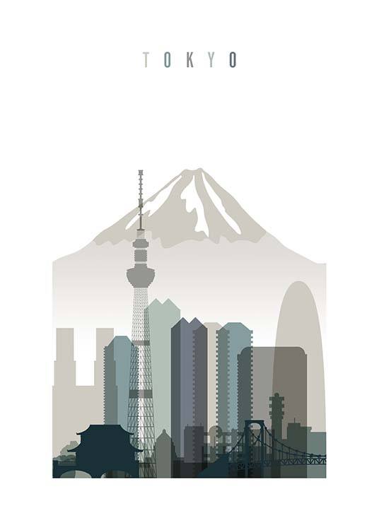Tokyo Skyline Juliste / Kartat ja kaupungit Osoitteessa Desenio ab (2350)