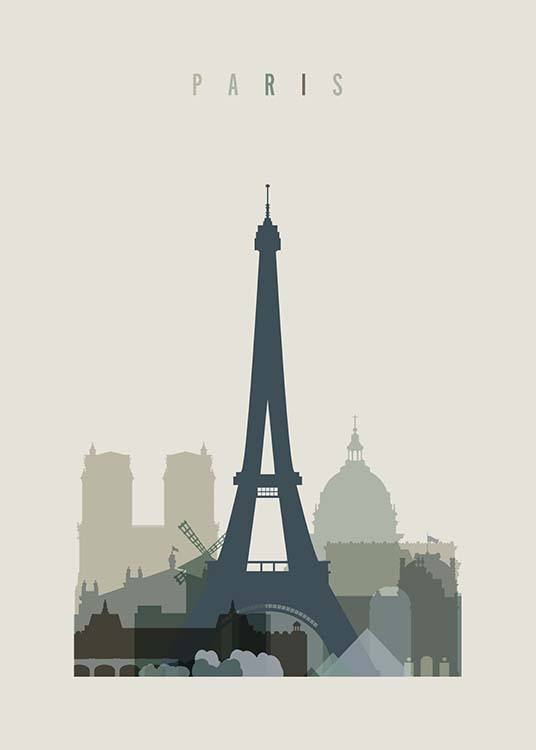 Paris Skyline Juliste / Kartat ja kaupungit Osoitteessa Desenio ab (2355)