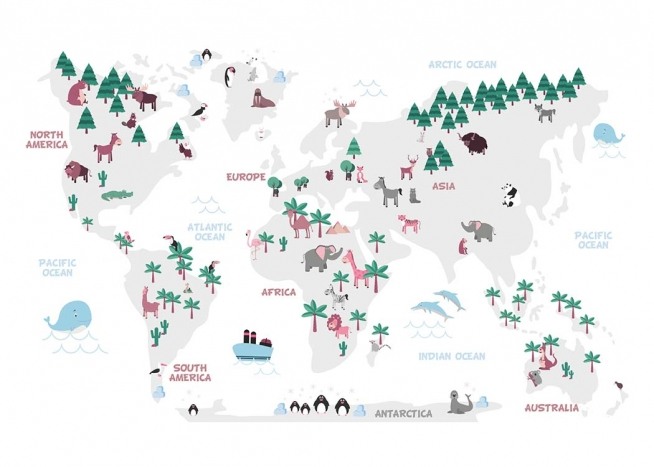 World Map Pastel Juliste