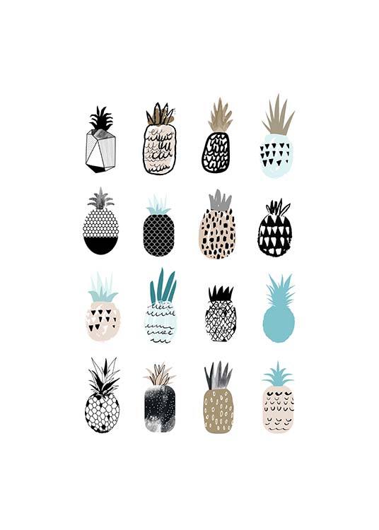 Cute Pineapples Juliste