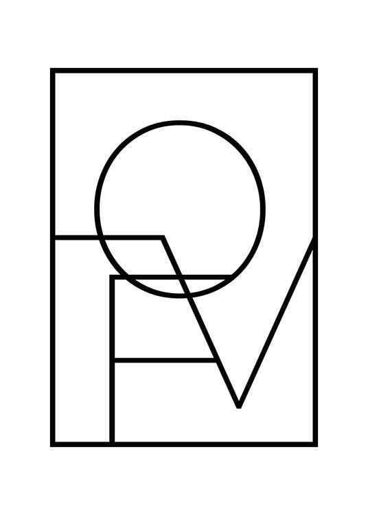 Love Square B&W Juliste