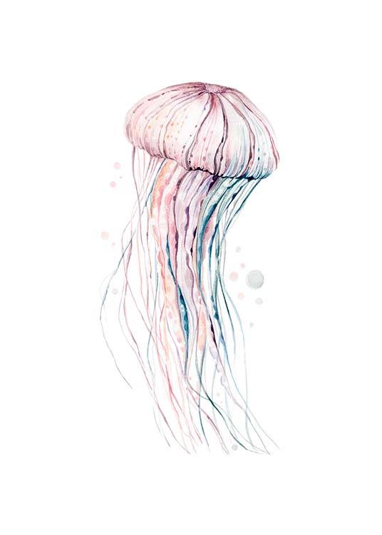 Aquarelle Jellyfish Juliste
