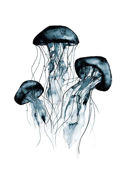 Jellyfish Watercolor Juliste