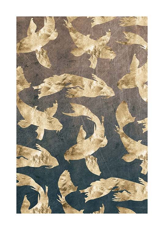 Golden Fishes Pattern Juliste / Graafiset Osoitteessa Desenio ab (3183)