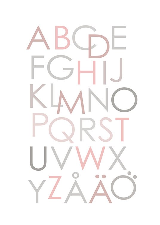 Alphabet Pink, Juliste / Lastenjulisteet Osoitteessa Desenio ab (7497)