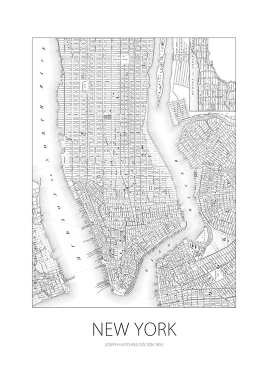 New York Map, Juliste / Kartat ja kaupungit Osoitteessa Desenio ab (7753)