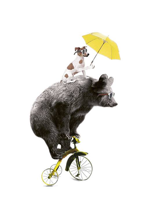 Bear On Yellow Bike, Juliste