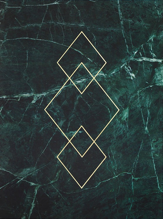 Triangle Gold Green Marble, Juliste