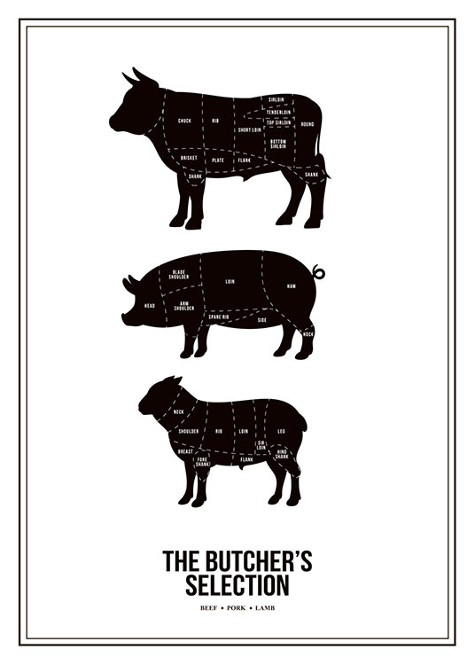 Butchers Selection, Juliste / Mustavalkoiset Osoitteessa Desenio ab (7974)