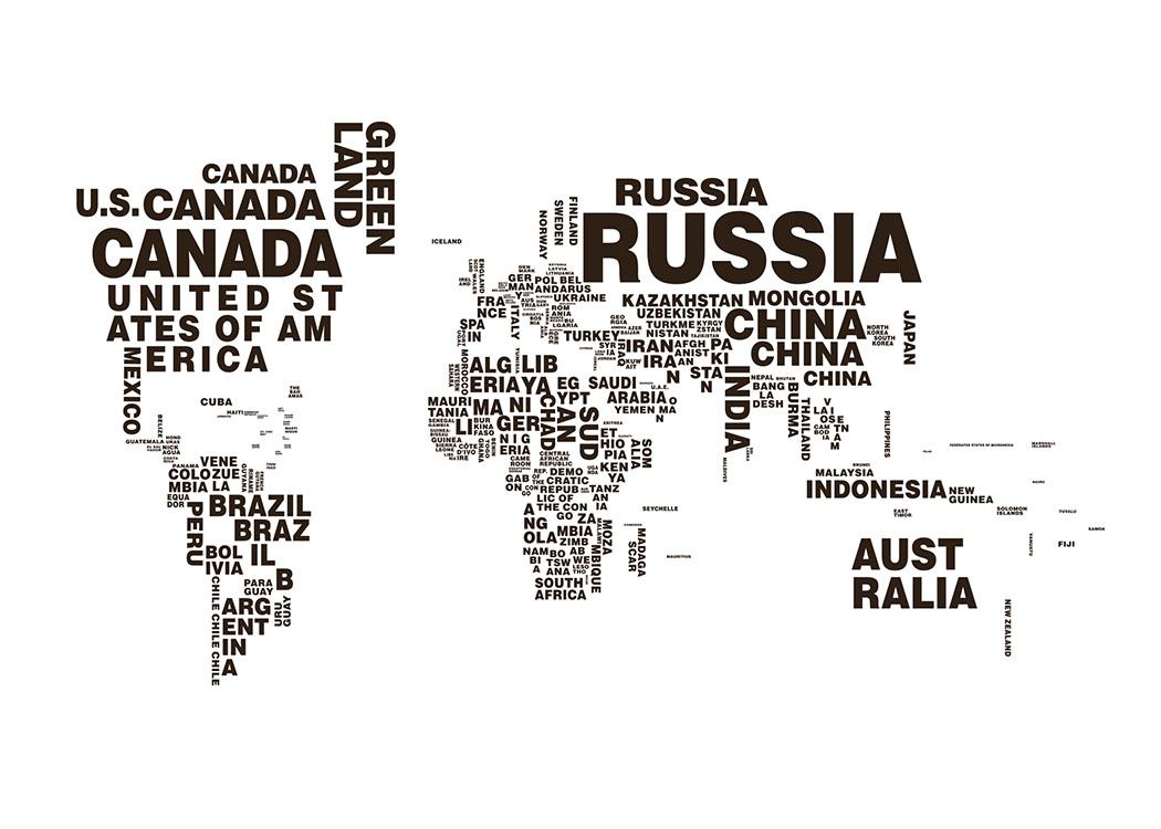 World Map Text, Juliste