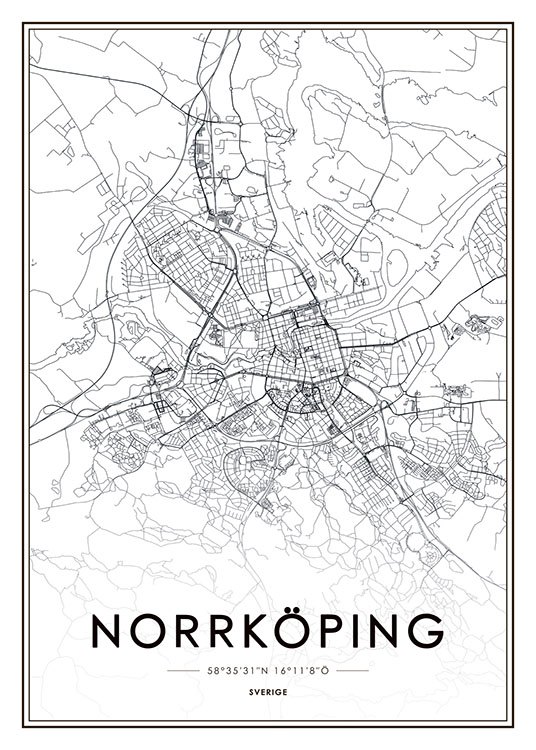 Norrköping, Juliste / Mustavalkoiset Osoitteessa Desenio ab (8129)