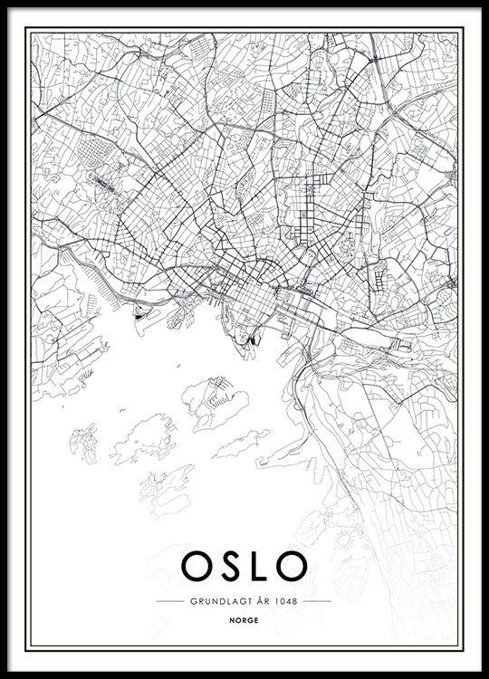 oslo kartta Oslo juliste, jossa kartta – desenio.fi