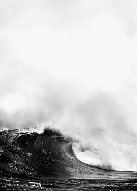 – Mustavalkoinen valokuva suuresta aallosta