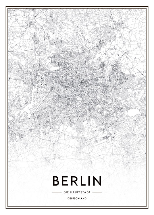 Berlin Map, Juliste / Mustavalkoiset Osoitteessa Desenio ab (8273)