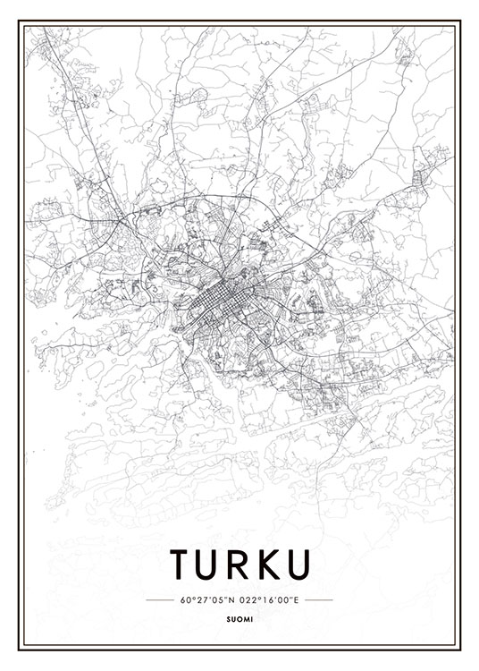 turku kartta taulu Juliste Turku Kartalla Mustavalkoiset Taulut Ja Julisteet Desenio Fi turku kartta taulu