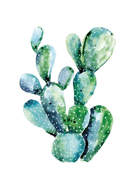 Watercolor Cactus, Juliste / Kasviaiheet Osoitteessa Desenio ab (8386)