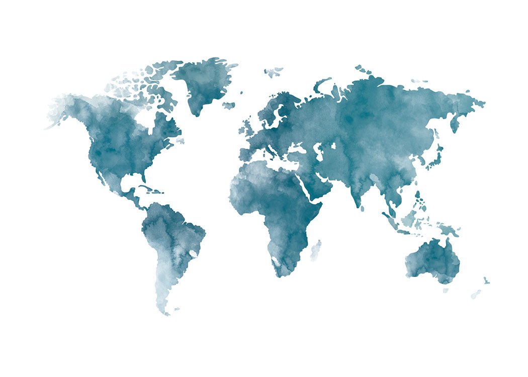 World Map Blue, Juliste