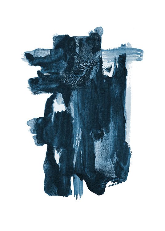  – Maalaus sinisestä abstraktista kuviosta maalattuna valkoiselle taustalle