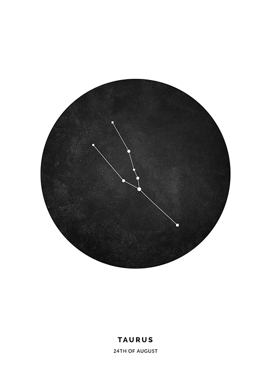  – Piirros Härkä-tähtimerkistä mustassa ympyrässä valkoisella taustalla