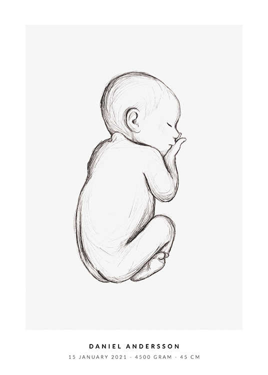  – Piirros nukkuvasta pikkuisesta vauvasta
