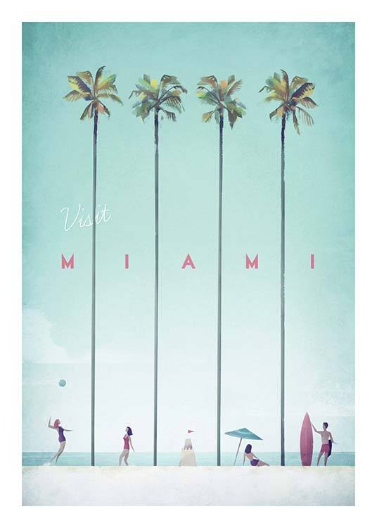 Miami Travel Juliste / Vintage Osoitteessa Desenio ab (pre0010)