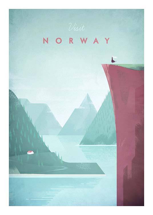 Norway Travel Juliste / Vintage Osoitteessa Desenio ab (pre0012)