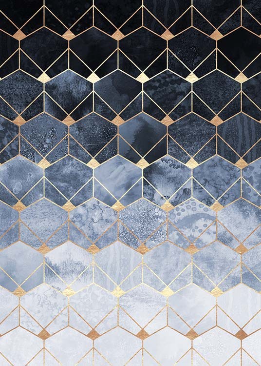 Blue Hexagons And Diamonds Juliste